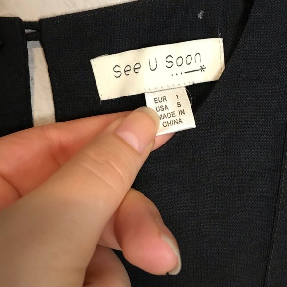 See U Soon Black Pleated Peplum Long Sleeve Blouse - Picture 7 of 9